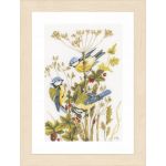 Набор для вышивки крестом LanArte Blue tits with red berries Синички и брусника