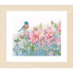 Набор для вышивки крестом LanArte Wren and Pink Flowers Королек и розовые цветы