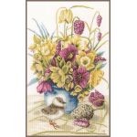 Набор для вышивки крестом LanArte Flowers and Lapwing Цветы и Чибис