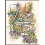 Набор для вышивки крестом LanArte Flower stairs "Цветочные ступеньки"