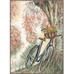Набор для вышивки крестом LanArte BIKE & FLOWER BASKET Велосипед и цветочная корзина
