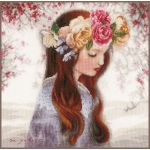 Набор для вышивки крестом Lanarte, 32х32, лён 30, "The Day when Flower" Девочка в венке.