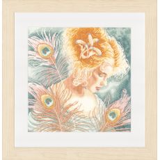 Набор для вышивки крестом LanArte Набор для вышивки крестом LanArte Young woman with peacock feathers Девушка с перьями пав