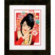 Набор для вышивки крестом LanArte Asian flower girl Азиатская девушка в цветах