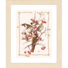 Набор для вышивки крестом LanArte Sparrows with red berries Воробьи и брусника