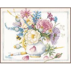 Набор для вышивки крестом LanArte "Flowers in white pot "Цветы в белом горшке"