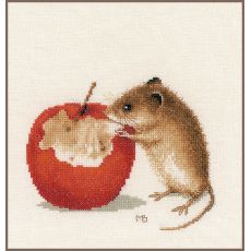 Набор для вышивки крестом LanArte, Little mouse, 20х16, ткань 27,Мышка с яблоком, счетный