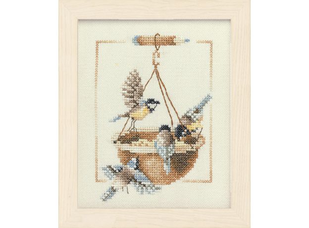 Набор для вышивки крестом LanArte Feeding dish with birds Птицы у кормушки