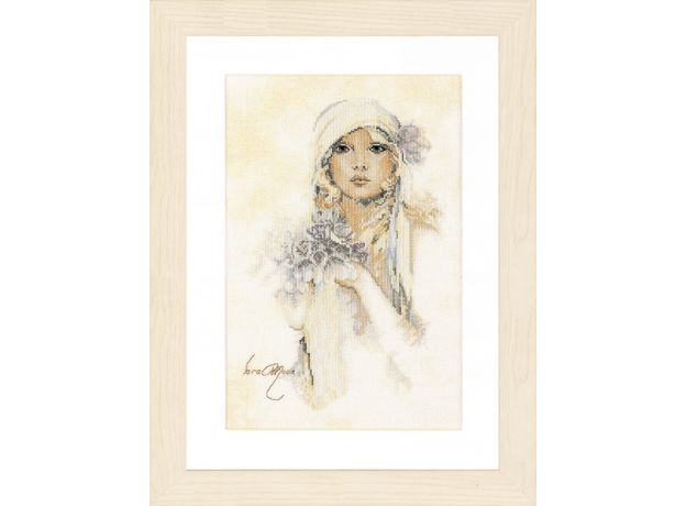 Набор для вышивки крестом LanArte Lady with lilac flower / Sara Moon Девушка с сиреневым