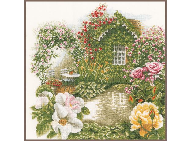 Набор для вышивки крестом Lanarte, 40х40, лен 27, "Rose garden"