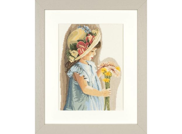 Набор для вышивки крестом LanArte Girl with the flowered hat "Девочка с цветочной шляпой"