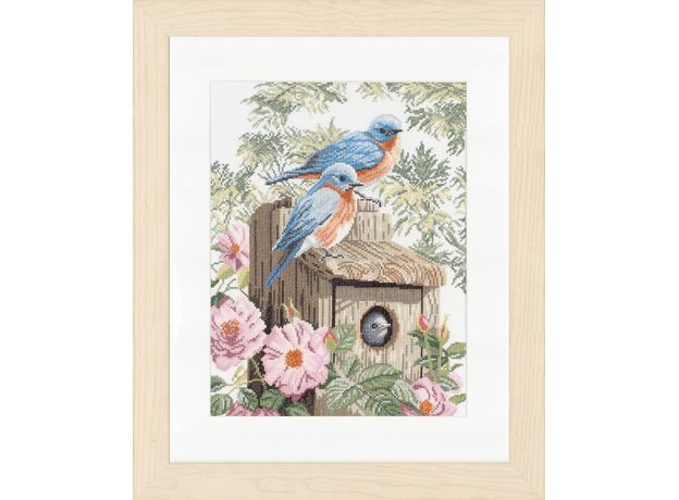Набор для вышивки крестом LanArte Garden blue birds Сад синих птиц