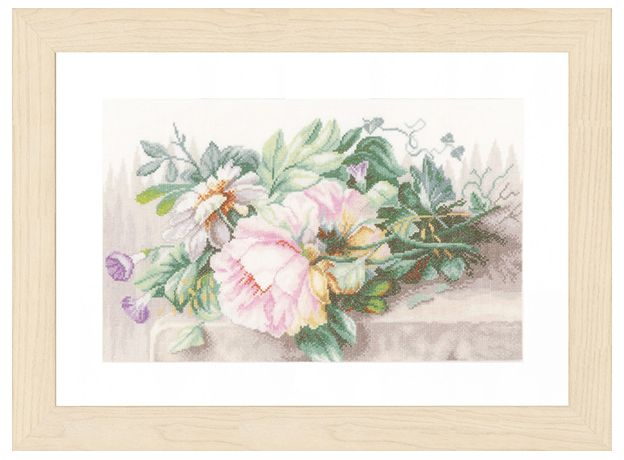 Набор для вышивки крестом LanArte Still life with peonies and morning glory Натюрморт с п