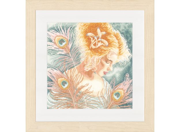 Набор для вышивки крестом LanArte Набор для вышивки крестом LanArte Young woman with peacock feathers Девушка с перьями пав