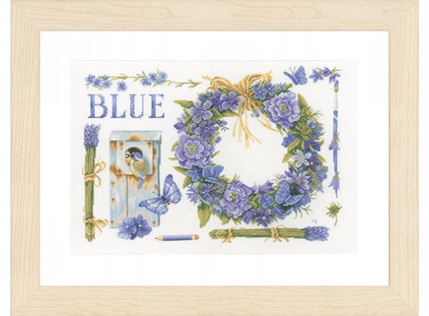 Набор для вышивки крестом LanArte Lavender Wreath & Blue Tit Лавандовый венок и голубая с