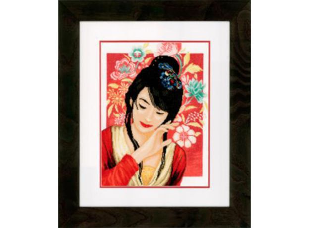 Набор для вышивки крестом LanArte Asian flower girl Азиатская девушка в цветах
