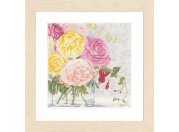 Набор для вышивки крестом LanArte Pastel flowers in vase "Пастельные цветы в вазе"