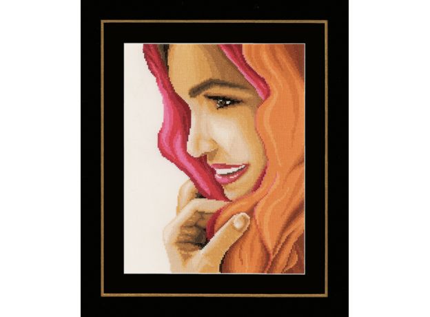 Набор для вышивки крестом LanArte Woman with red scarf Женщина с красным шарфом