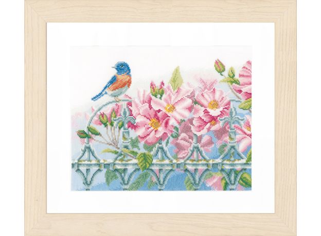 Набор для вышивки крестом LanArte Wren and Pink Flowers Королек и розовые цветы
