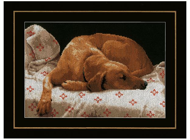 Набор для вышивки крестом LanArte Sleeping Dog Спящий пес