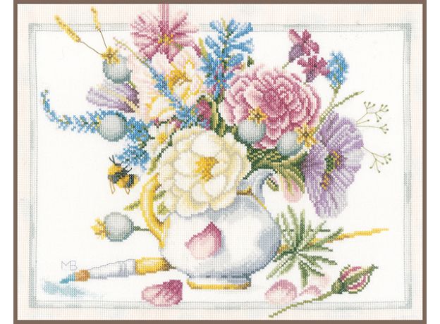 Набор для вышивки крестом LanArte "Flowers in white pot "Цветы в белом горшке"