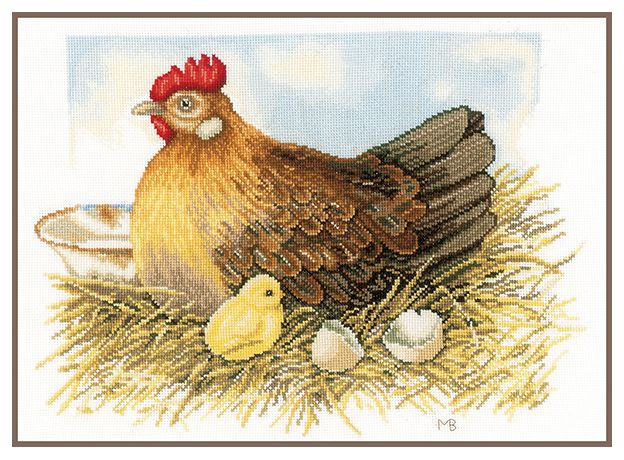 Набор для вышивки крестом LanArte Mother hen "Мама курица"