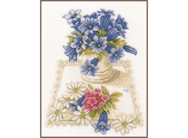 Набор для вышивки крестом LanArte BLUE FLOWERS Синие цветы
