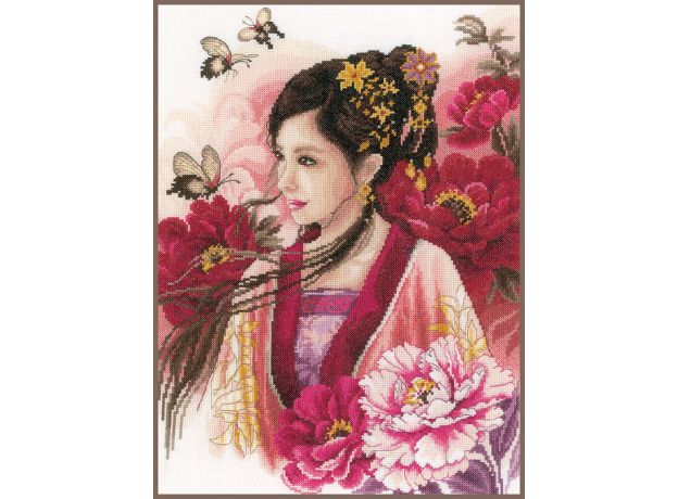 Набор для вышивки крестом LanArte ASIAN LADY IN PINK Азиатская Леди в розовом