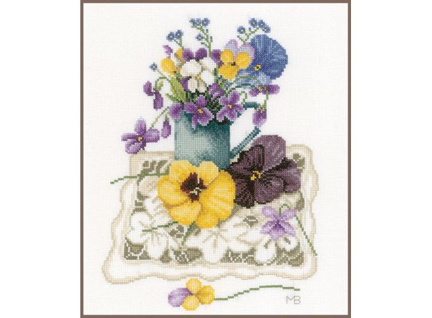 Набор для вышивки крестом LanArte Flower VIOLETS Фиалки