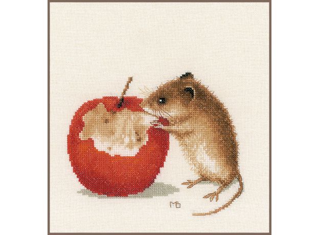 Набор для вышивки крестом LanArte, Little mouse, 20х16, ткань 27,Мышка с яблоком, счетный