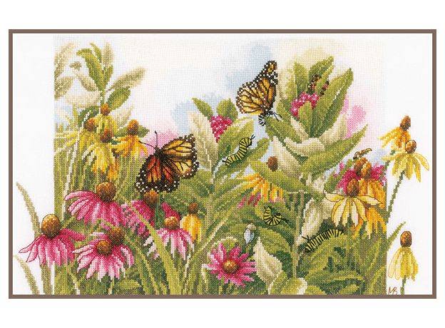 Набор для вышивки крестом Lanarte, 44х28, ткань 27, "Butterflies and coneflowers"