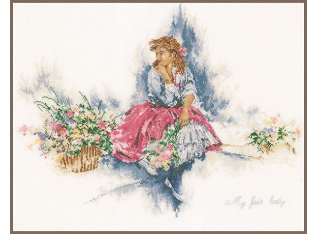 Набор для вышивки крестом Lanarte, 54х43, лён 30, "My fair lady" Моя прекрасная леди