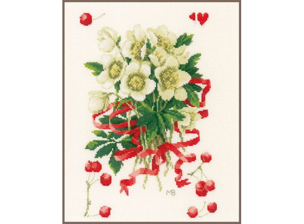 Набор для вышивки крестом Lanarte, 22х34, ткань 27, "A hellebores gift"