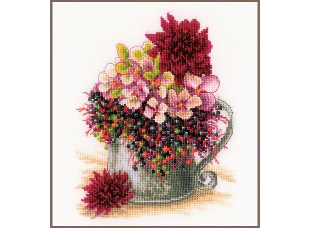 Набор для вышивки крестом Lanarte, 19х24, лен 30, "Pink blush bouquet"