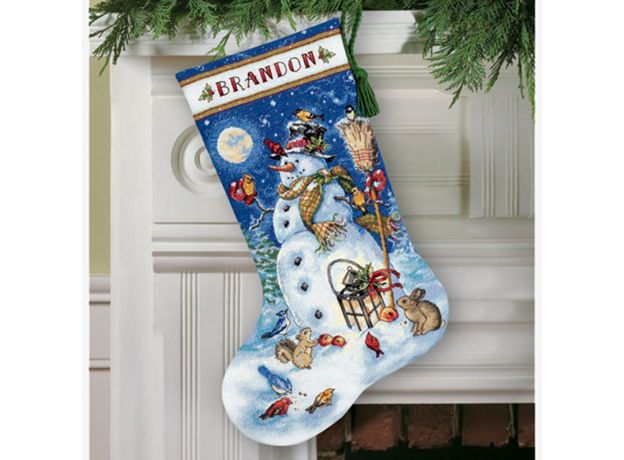 DIMENSIONS_70-08839Snowman and Friends Stocking, Сапожок
