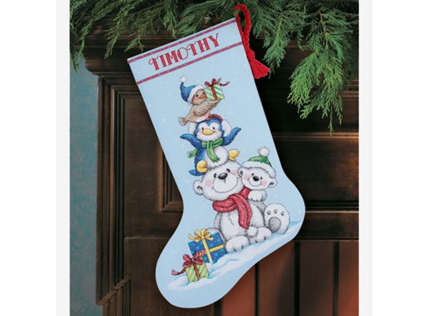 DIMENSIONS_70-08840Stack of Critters Stocking,Сапожок