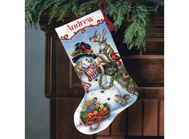 DIMENSIONS_70-08866Snowman Gathering Stocking,Сапожок
